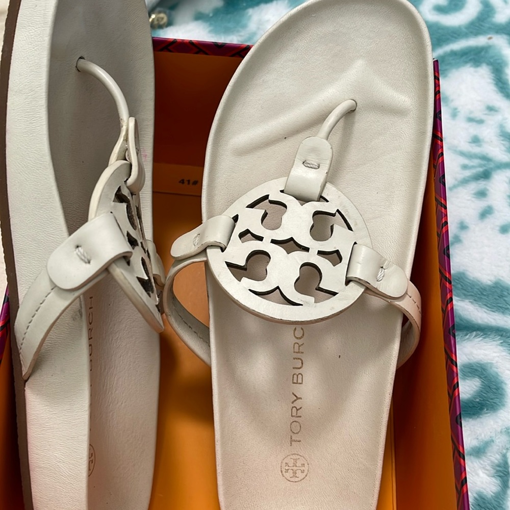 Tory Burch White Sandals Miller Cloud Leather